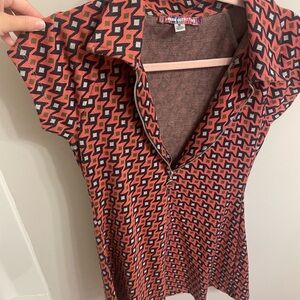 Urban Outfitters Red and Black Geometric Blouse